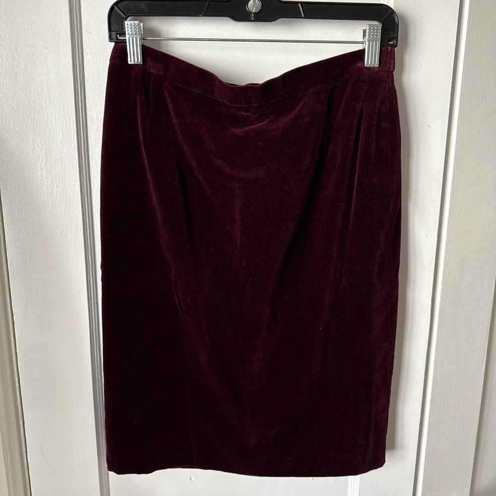 Vintage Escada Elegant Velvet Burgundy Skirt